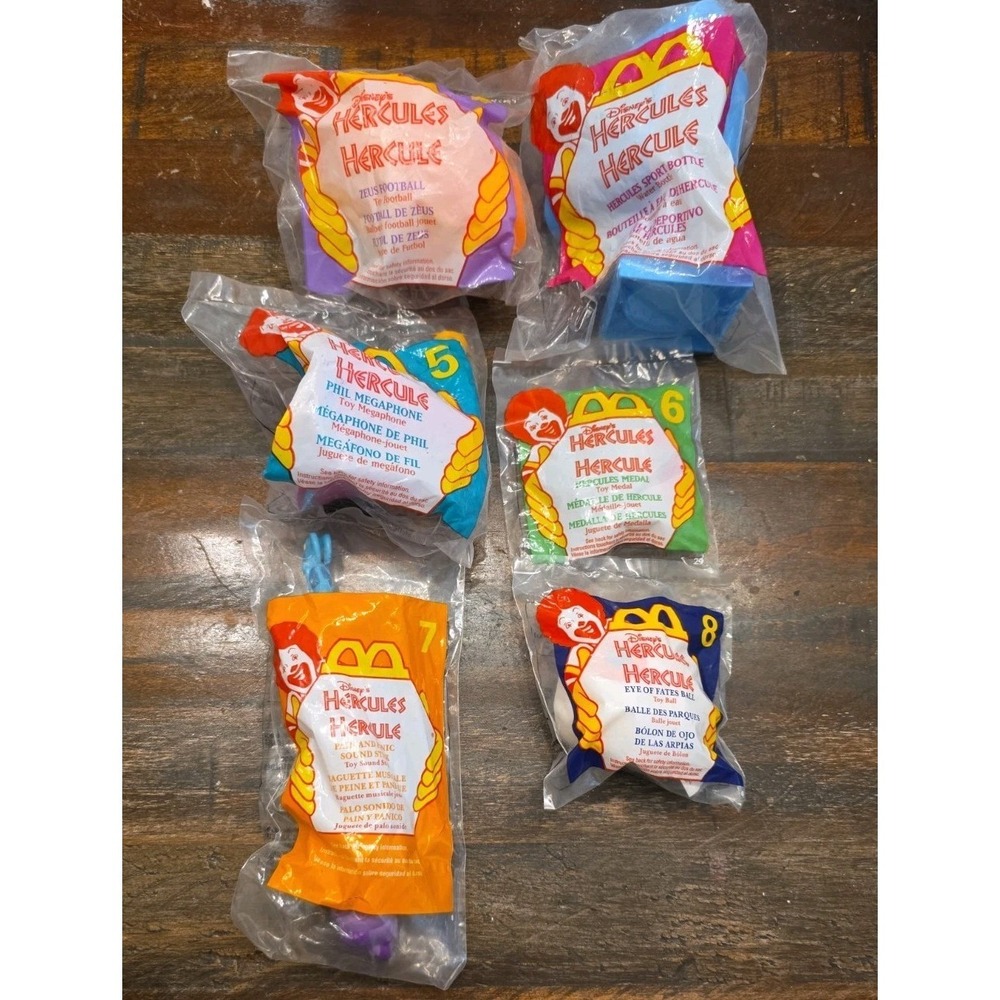 Vtg 1997 McDonalds Disney Hercules Happy Meal Toy Lot of 6 NIP Sealed Retro 90s